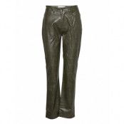 Haze Croc Pants Bottoms Trousers Leather Leggings-Byxor Khaki Green Hosbjerg