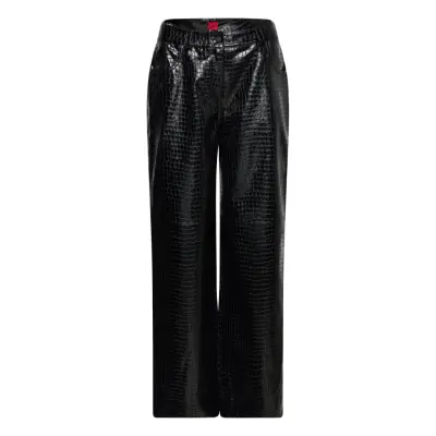 Hugara-1 Designers Trousers Leather Leggings-Byxor Svart HUGO