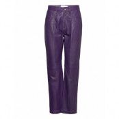 Island Leather Pants Bottoms Trousers Leather Leggings-Byxor Purple Hosbjerg