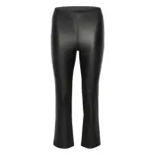 Kaada Crop Jeggins Bottoms Trousers Leather Leggings-Byxor Svart Kaffe