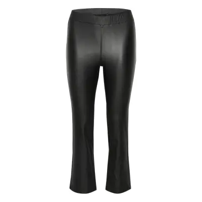 Kaada Crop Jeggins Bottoms Trousers Leather Leggings-Byxor Svart Kaffe