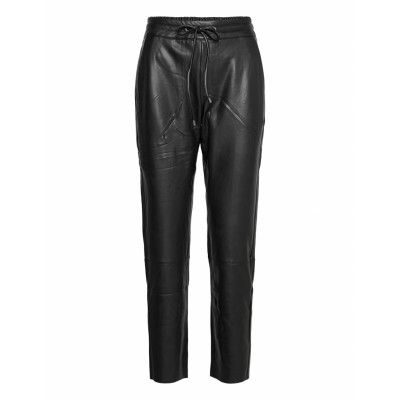 Kavilla Pants 7/8 Bottoms Trousers Leather Leggings-Byxor Svart Kaffe
