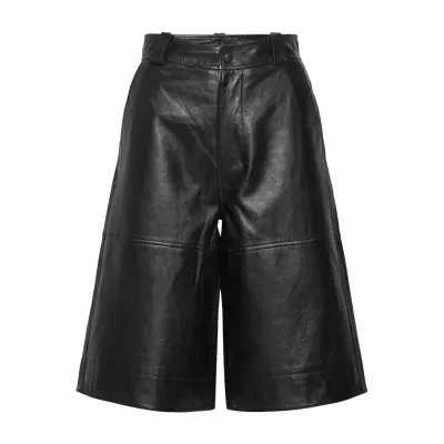 Lamb Leather Trousers Leather Leggings/Byxor Svart Ganni