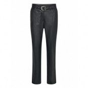 Leather-Effect Trousers With Belt Bottoms Trousers Leather Leggings-Byxor Black Mango