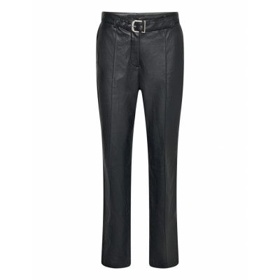 Mango Leather-Effect Trousers With Belt Svart