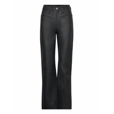 REMAIN Birger Christensen Leather Straight Pants Svart