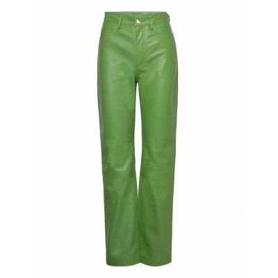 REMAIN Birger Christensen Leather Straight Pants Grön