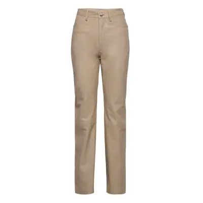 Leather Straight Pants Bottoms Trousers Leather Leggings-Byxor Beige REMAIN Birger Christensen