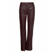 Leather Zipper Detail Pants Bottoms Trousers Leather Leggings-Byxor Burgundy REMAIN Birger Christensen