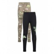 Lindex Leggings 2 Pack Dino Khaki Green