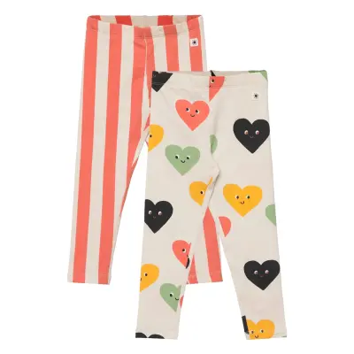 Leggings 2 Pack Heart Stripe Leggings Multi/mönstrad Lindex