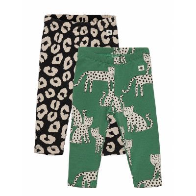 Leggings 2 Pack Snow Leopard L Leggings Grön Lindex