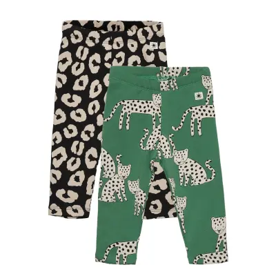 Leggings 2 Pack Snow Leopard L Leggings Grön Lindex