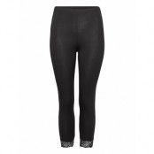 Leggings, 3/4, Lace Leggings Svart Zizzi