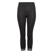 Leggings, 3/4, Lace Leggings Svart Zizzi