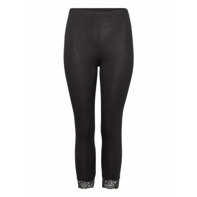 Leggings, 3/4, Lace Leggings Svart Zizzi