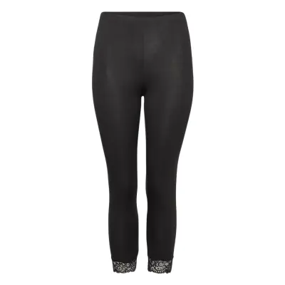 Leggings, 3/4, Lace Leggings Svart Zizzi