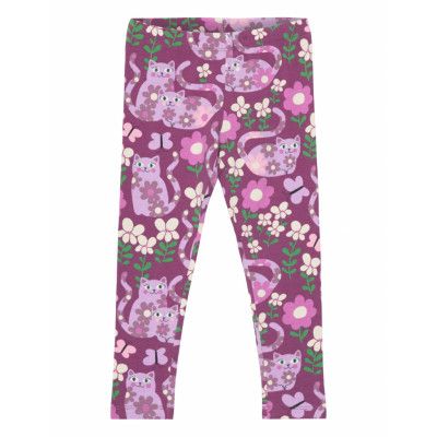 Leggings Aop Cats And Flowers Bottoms Leggings Pink Lindex