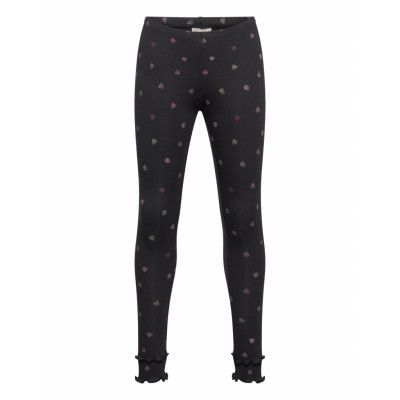 Leggings Aop Rib Bottoms Leggings Black Minymo