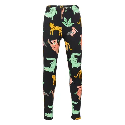 Leggings Brusched Multi Animal Leggings Svart Lindex