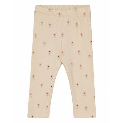 Lindex Leggings Brushed Inside Flower Beige