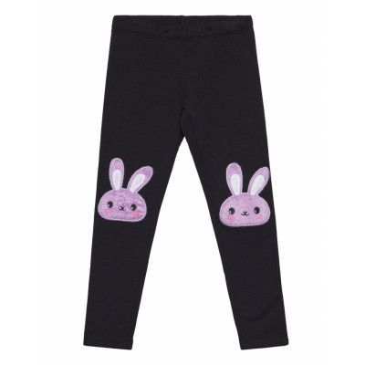 Leggings Brushed Kneepatch Bottoms Leggings Black Lindex