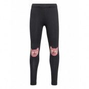 Leggings Cat Kneepatch Bottoms Leggings Svart Lindex