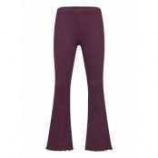 Lindex Leggings Flare Rib Solid Burgundy