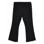 Leggings Flare Rib W Frill Edg Bottoms Trousers Black Lindex