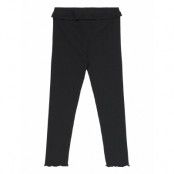 Mango Cotton Ribbed Leggings Svart