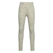 Leggings Rib Aop Flowers Bottoms Leggings Green Lindex