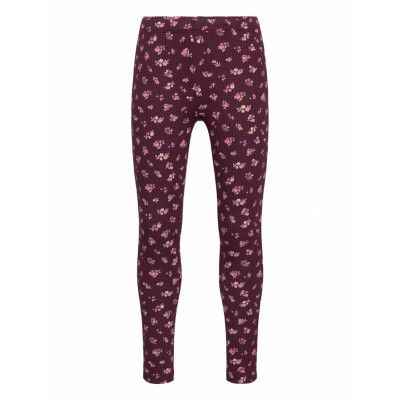 Leggings Rib Aop Flowers Bottoms Leggings Purple Lindex