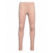 Leggings Rib Aop Leggings Rosa *Villkorat Erbjudande Minymo