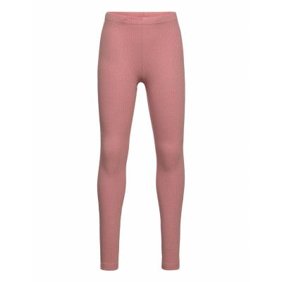 Leggings Rib Solid Bottoms Leggings Pink Lindex