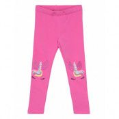 Leggings Unicorn Face Knee Det Bottoms Leggings Rosa Lindex