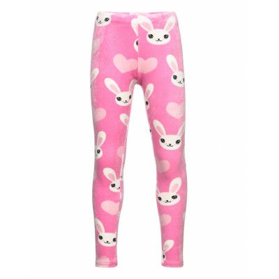 Leggings Velour Aop Leggings Rosa Lindex