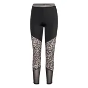 Leopard Print Hw Legging Running/training Tights Svart Hunkemöller
