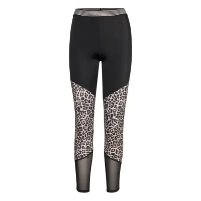 Leopard Print Hw Legging Running/training Tights Svart Hunkemöller