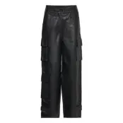 Second Female Letho Leather Cargo Trousers Svart