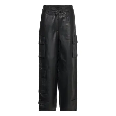 Second Female Letho Leather Cargo Trousers Svart