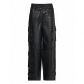 Letho Leather Cargo Trousers Bottoms Trousers Leather Leggings-Byxor Svart Second Female