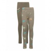 Lindex Leggings 2 Pack Dinos Grön