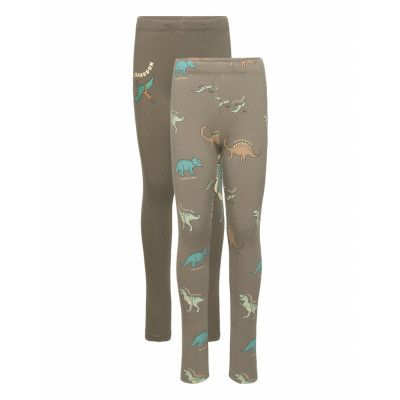 Lindex Leggings 2 Pack Dinos Grön
