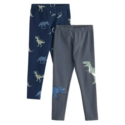 Lindex Leggings 2 Pack Trucks Marinblå