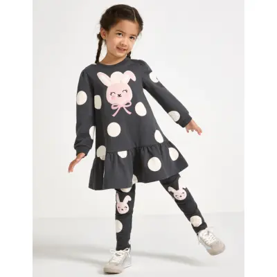 Lindex Leggings Br Aop Knee Applique - Grey - 104