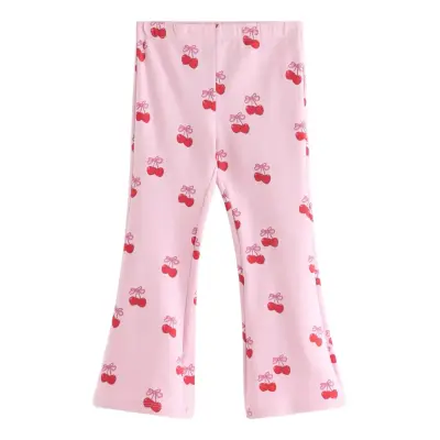 Lindex Leggings Br Flare Aop Cherrie - Pink - 122