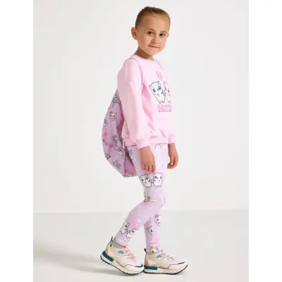 Lindex Leggings Br Inside Aop Cats A - Pink - 122