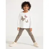 Lindex Leggings Br Leo Aop - Beige - 110