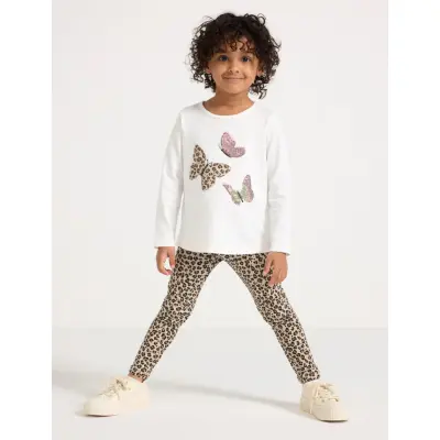 Lindex Leggings Br Leo Aop - Beige - 110