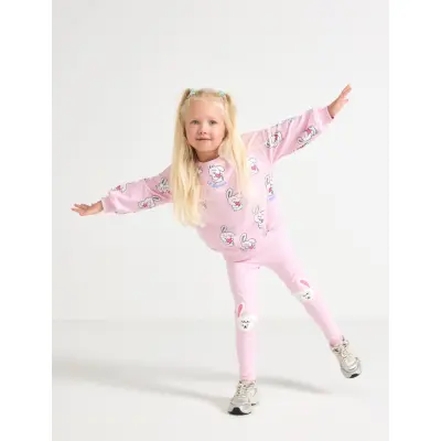 Lindex Leggings Bunnies Knee Applique - Pink - 98